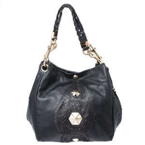 مملوكة مسبقًا Jimmy Choo Black Leather Lola Slouchy Hobo
