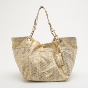 مملوكة مسبقًا Jimmy Choo Gold Snakeskin Lohla Jane Bag
