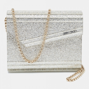 Pre Owned Jimmy Choo Silver Acrylic and Leather Candy Chain Clutch