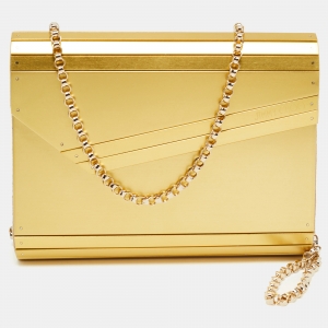 Jimmy Choo Gold Metal And Suede Candy Clutch Bag