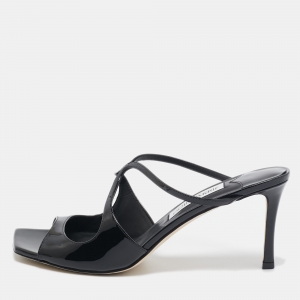 Pre Owned Jimmy Choo Black Patent Slide Sandals Size 41