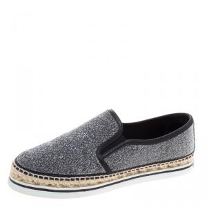 Pre Owned Jimmy Choo Metallic Lurex Dawn Espadrilles Size 39