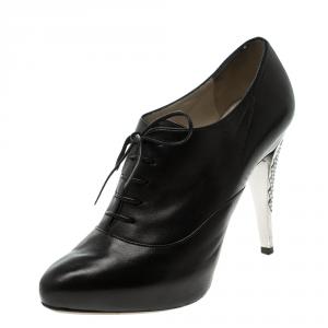 Pre Owned Jimmy Choo Black Leather Lace Up Ankle Boots Size 36