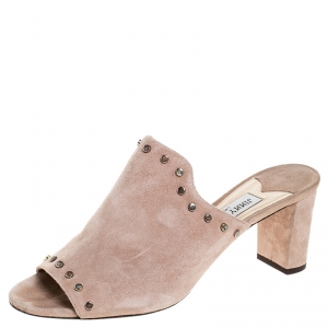Pre Owned Jimmy Choo Beige Suede Leather Myla 65 Mules Size 40
