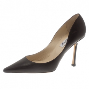 Jimmy Choo Brown Leather Chilli Pointed Toe Pumps Size 39.5