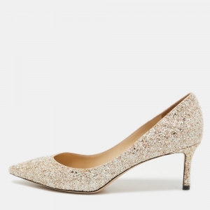 Pre Owned Jimmy Choo Metallic Coarse Glitter Romy Pumps Size 39.5