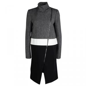 Joseph Tricolor Techno Tweed  Zip Detail Preston Long Coat L