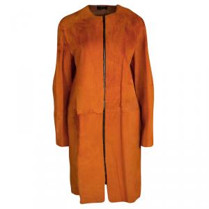Joseph Orange Fur Kangaroo Skin Zip Front Sydney Coat L