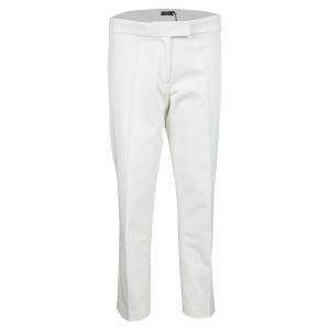 Joseph Off White Light Cotton Finley Straight Fit Trousers L