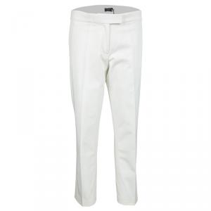 Joseph Off White Light Cotton Finley Straight Fit Trousers L