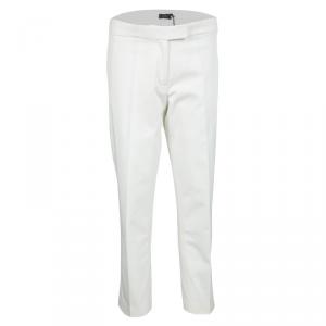 Joseph Off White Light Cotton Finley Straight Fit Trousers M