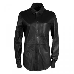 Joseph Black Lambskin Glove Leather Garcon Shirt M