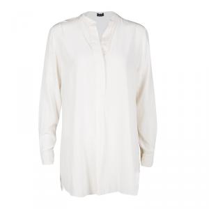 Joseph Off White Silk Long Sleeve Dara Blouse M