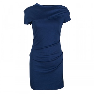 Joseph Blue Draped Wool Jersey Maria Dress S