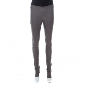 Joseph Grey Stretch Leather Elastic Waist Leggings S