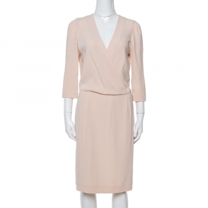 Joseph Peach Crepe Wrap Effect Scala Sheath Dress M