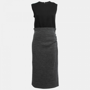 Joseph Black/Grey Double Jersey Ellis Sleeveless Maxi Dress M 