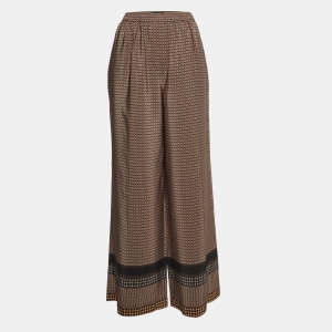 Joseph Brown Checked Taffy Silk Flared Trousers M