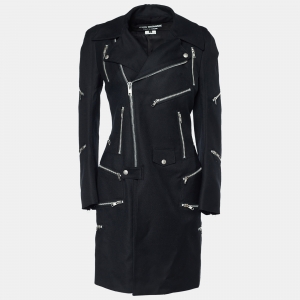 Junya Watanabe Comme des Garcons Black Wool Zip Detail Coat M