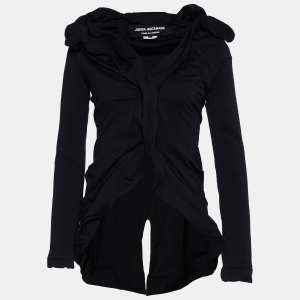 Junya Watanabe Comme des Garcons Black Knit Button Front Top L