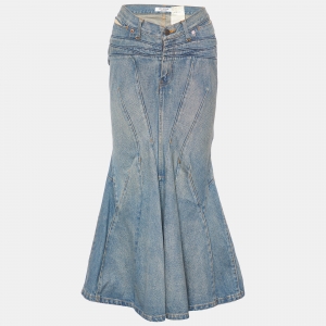 Junya Watanabe Comme des Garcons Light Wash Denim Maxi Mermaid Skirt M