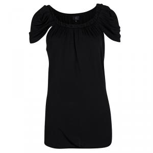 Pre Owned Just Cavalli Black Draped Sleeve Top L