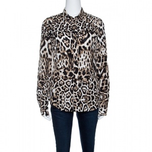 Pre Owned Just Cavalli Animal Printed Long Sleeve Shirt S