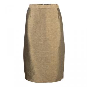 Pre Owned Just Cavalli Textured Gold Hourglass Back Panel Detail Skirt L