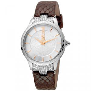 Pre Owned Just Cavalli Silver Stainless Steel Animal JC1L004L0025 Women's Wristwatch 34MM