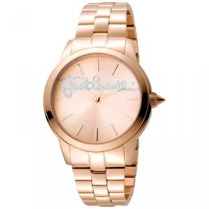 Pre Owned Just Cavalli Rose Gold Plated Stainless Steel Logo JC1L006M0105 Women's Wristwatch 36MM