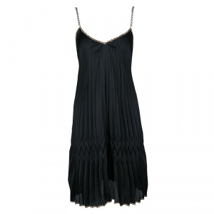 Pre Owned Just Cavalli Black Plisse Crystal Strap Slip Dress M