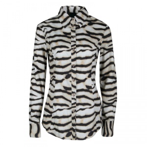 Pre Owned Just Cavalli Multicolor Animal Striped Cotton Long Sleeve Shirt M