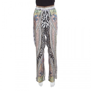 Pre Owned Just Cavalli Multicolor Printed Elasticized Waist High Rise Loose Pants M
