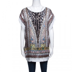 Pre Owned Just Cavalli Multicolor Printed Short Sleeve Top M
