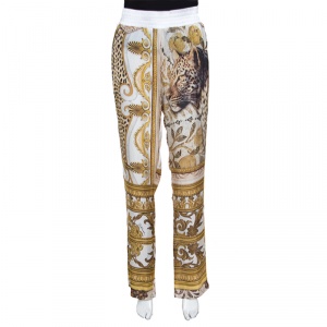 Pre Owned Just Cavalli Multicolor Baroque Printed Wide Leg Trousers M