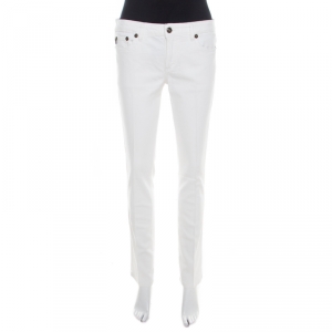 Pre Owned Just Cavalli White Cotton Denim Straight Fit Jeans M