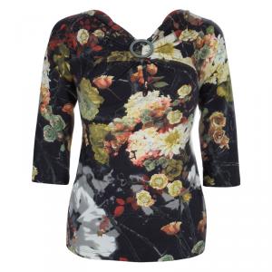 Pre Owned Just Cavalli Floral Print Jersey Off Shoulder Top M