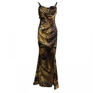Pre Owned Just Cavalli Multicolor Animal Printed Asymmetric Hem Gown L