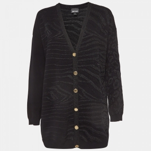 Pre Owned Just Cavalli Black Textured Knit Buttoned Cardigan S