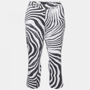 Just Cavalli Black/White Zebra Print Cotton Capri Pants L