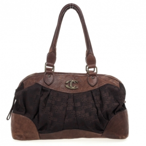 Just Cavalli Brown Leather and Monogram Bag