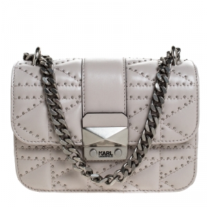 Karl Lagerfeld Taupe K Kuilted Studs Crossbody Bag 