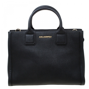 Karl Lagerfeld Black Leather K Klassik Tote