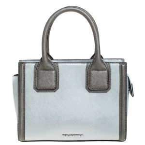 Karl Lagerfeld Metallic Silver Leather Mini K Klassik Tote