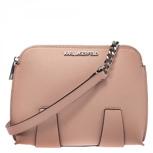 Karl Lagerfeld Light Peach Leather Chain Shoulder Bag