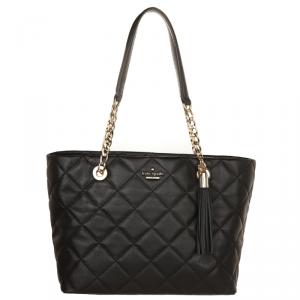 Pre Owned Kate Spade Black Quilted Leather Small Emerson Place Priya Shopper Tote
