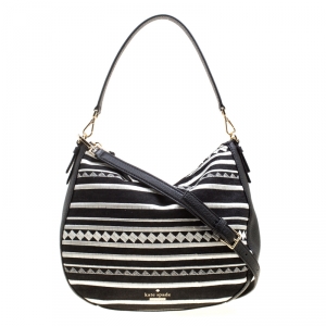 Pre Owned Kate Spade Monochrome Canvas and Leather Top Handle Shoulder Bag
