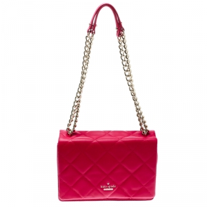 Kate Spade Hot Pink Quilted Leather Emerson Place Vivenna Shoulder Bag