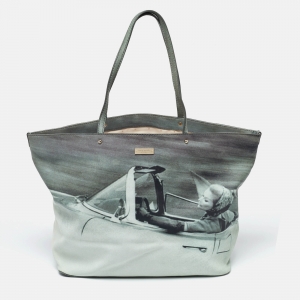 Pre Owned Kate Spade Green Leather Lillian Bassman Print Tote