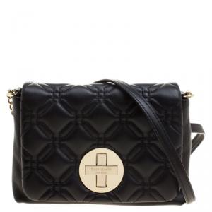 Pre Owned Kate Spade Black Quilted Leather Astor Court Flap Shoulder Bag